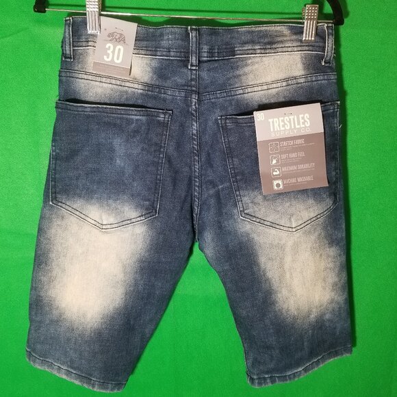 Trestles Supply Co. Distressed Ripped Men Size 30 Blue Denim Jean Shorts NWT - Picture 2 of 10